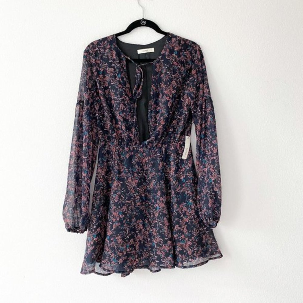 Capulet Floral Long Sleeve Flowy Navy Mini Dress